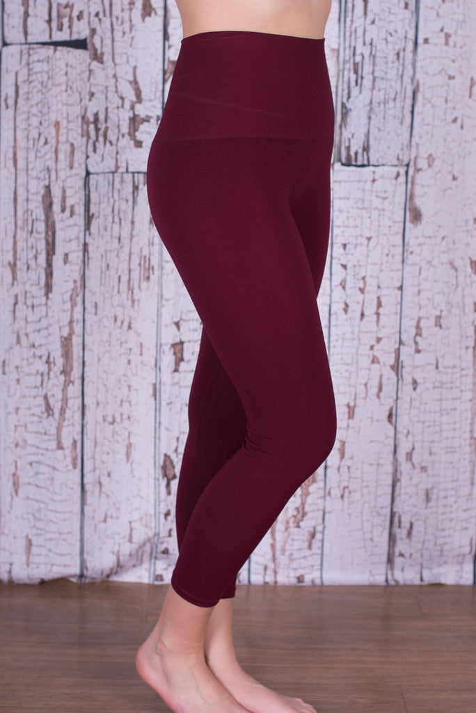 Curvy| Ahh-Mazing Tummy Tuck Crop Legging - Burgundy