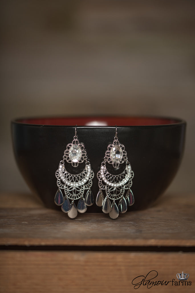 Crystal Clear Earrings - Silver