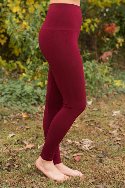 Ahh-Mazing Tummy Tuck Ankle Legging - Burgundy