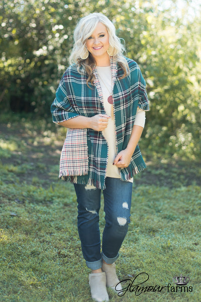 Alistaire Reversible Plaid Scarf - Green