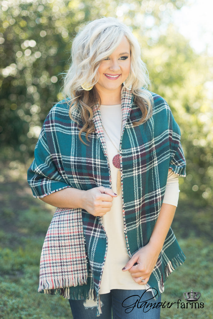 Alistaire Reversible Plaid Scarf - Green