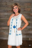 *1 LEFT - MEDIUM* Among The Willows Dress - Ivory/Blue
