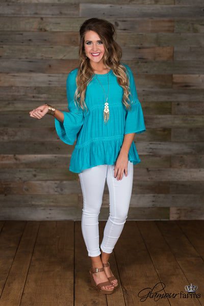 *1 LEFT - MEDIUM* Arabel Lattice Top - Jade