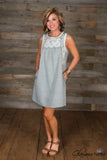 *1 LEFT - MEDIUM* Ashbury Embroidered Dress - Denim Blue