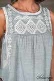 *1 LEFT - MEDIUM* Ashbury Embroidered Dress - Denim Blue