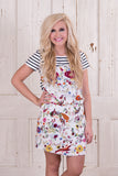 Bouquet of Flowers Dress - White/Navy Multi