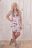 Bouquet of Flowers Dress - White/Navy Multi