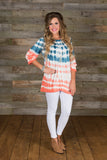 *1 LEFT - MEDIUM* Catch The Sun Peasant Top - Blue/Coral
