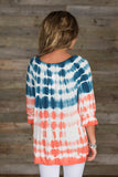 *1 LEFT - MEDIUM* Catch The Sun Peasant Top - Blue/Coral