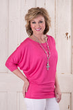 Comfy Girl 3/4 Sleeve - Fuschia