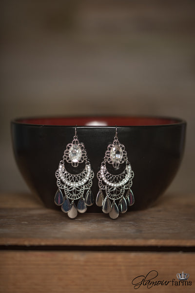 Crystal Clear Earrings - Silver