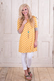 Dot Mind Me Tunic Dress - Yellow/Hthr Gray