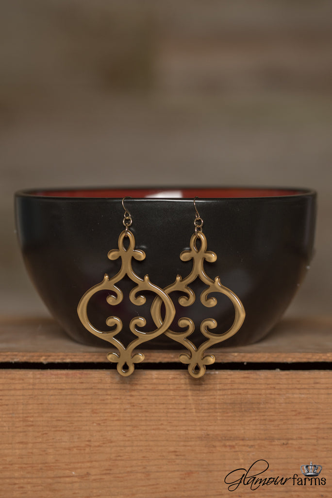 French Scroll Resin Earrings - Tan
