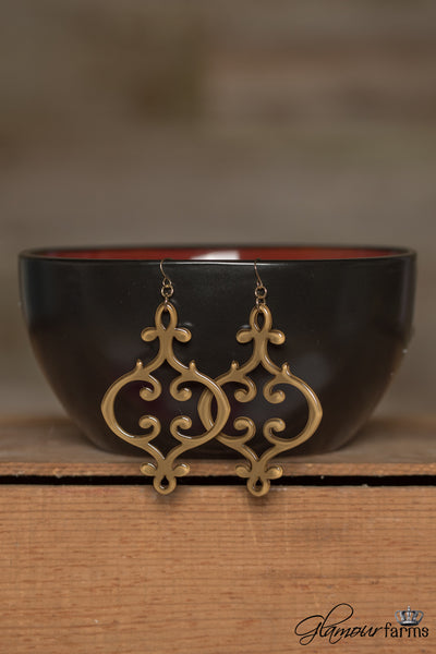 French Scroll Resin Earrings - Tan
