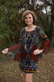 *1 LEFT - SMALL* Gather Around Dress - Burgundy/Multi