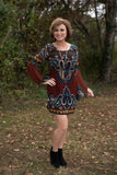 *1 LEFT - SMALL* Gather Around Dress - Burgundy/Multi