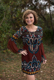 *1 LEFT - SMALL* Gather Around Dress - Burgundy/Multi
