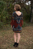 *1 LEFT - SMALL* Gather Around Dress - Burgundy/Multi