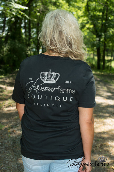 Curvy| Glamour Farms Logo Tee - Black