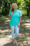 Curvy| Glamour Farms Logo Tee - Teal