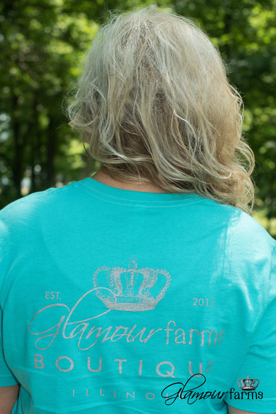 Curvy| Glamour Farms Logo Tee - Teal