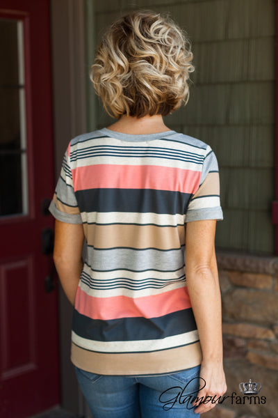 High Tide Top - Heather Gray/Coral