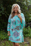 *1 LEFT - 3XL* Curvy| Isabella Tunic/Dress - Mint/Brown