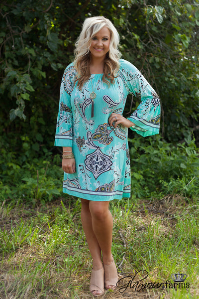 *1 LEFT - 3XL* Curvy| Isabella Tunic/Dress - Mint/Brown