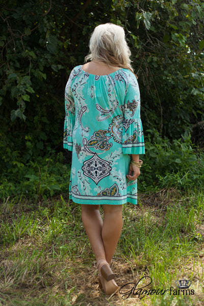 *1 LEFT - 3XL* Curvy| Isabella Tunic/Dress - Mint/Brown