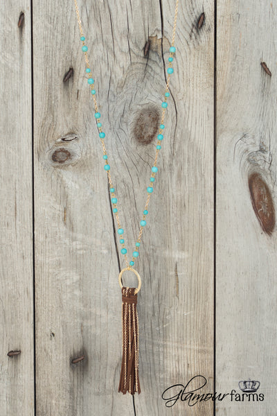 Laudes Tassel Necklace - Turquoise/Gold