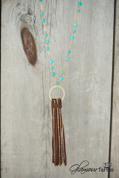 Laudes Tassel Necklace - Turquoise/Gold