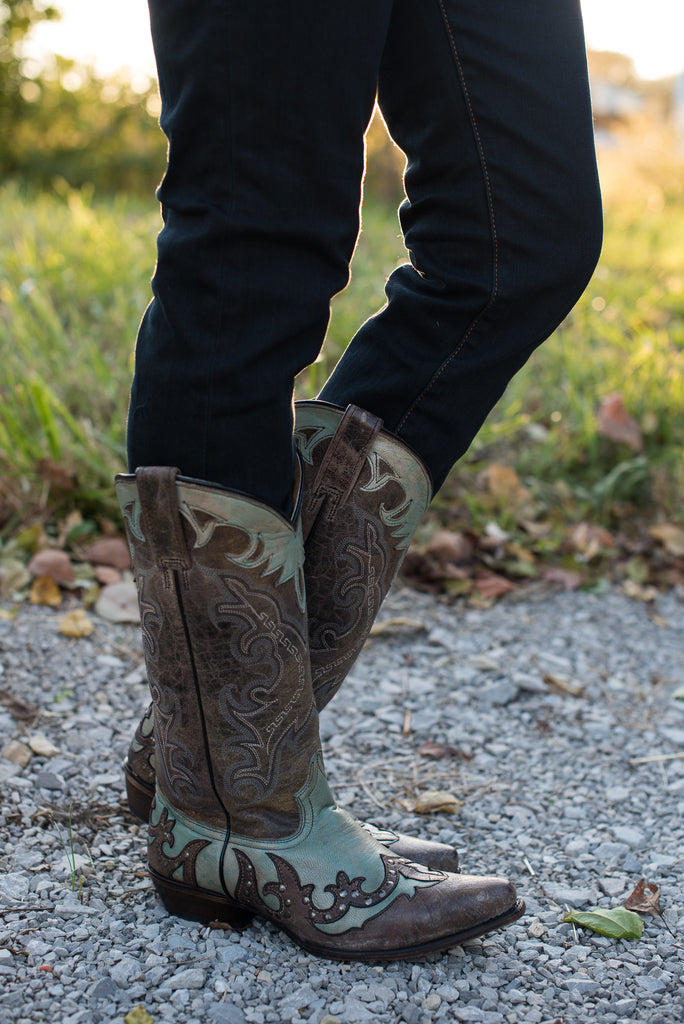 *1 LEFT - SIZE 10* Matisse Marfa Western Boot - Brown/Turqoise