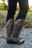 *1 LEFT - SIZE 10* Matisse Marfa Western Boot - Brown/Turqoise