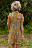* 1 Left - Medium* Mixie Cold Shoulder Tunic/Dress - Mustard/Multi