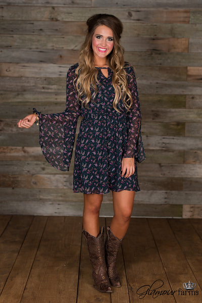 *1 LEFT - MEDIUM* Paisley In The Park Dress - Navy
