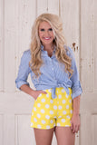 Retro Dot Shorts - Yellow