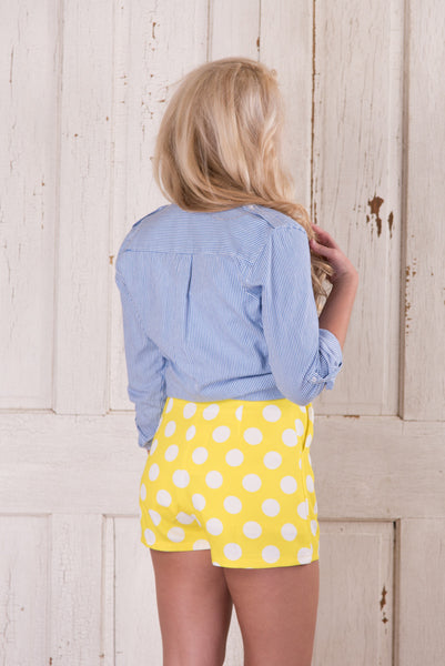 Retro Dot Shorts - Yellow