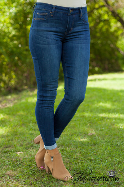 Samantha Rolled Cuff Ankle Jean - Medium Wash