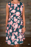 *1 LEFT - LARGE* Searose Floral Dress - Teal/Pink