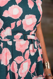 *1 LEFT - LARGE* Searose Floral Dress - Teal/Pink
