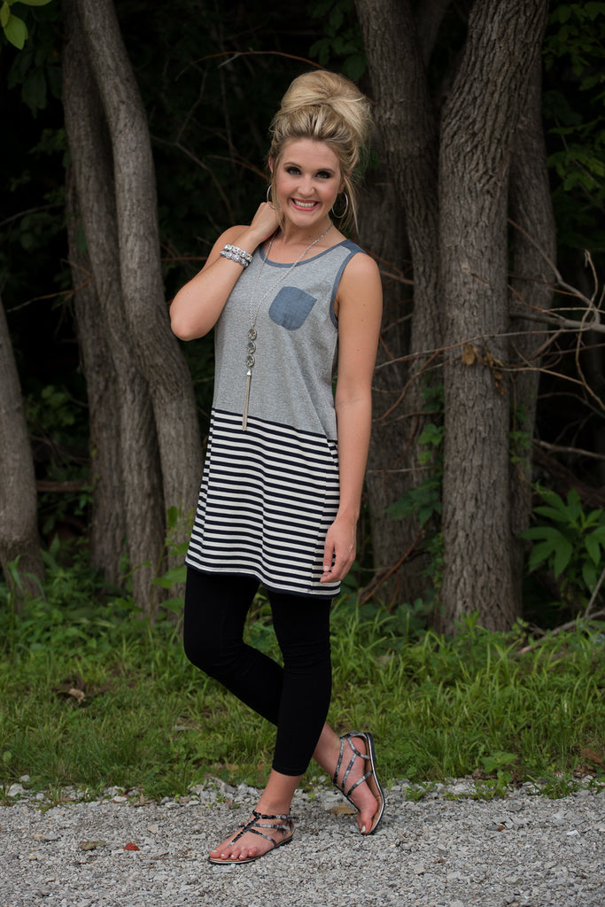 Summer In Seagrove Tunic - Gray/Lt Denim
