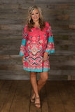 *1 LEFT - 3XL* Curvy| Valerie Dress - Fuchsia/Teal