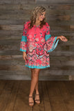 *1 LEFT - 3XL* Curvy| Valerie Dress - Fuchsia/Teal