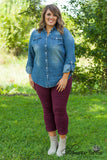 Curvy| Westbound Denim Shirt - Medium Wash