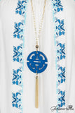 *1 LEFT* Zen Resin Pendant Necklace - Cobalt