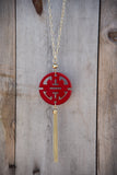 Zen Resin Pendant Necklace - Red